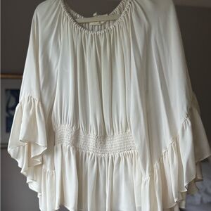 Nicole Miller Artelier 100% Silk Boho Blouse in Cream (size M)